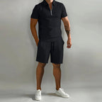 Mason - Men's Short Sleeve Zipper Collar Matching Set