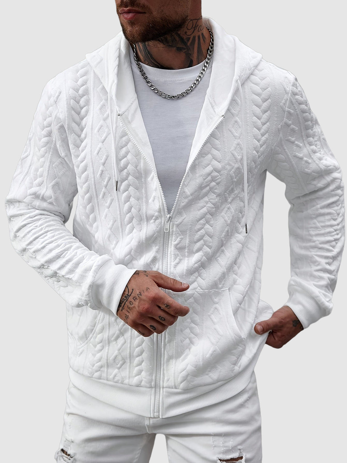 Matteo - Men's Quilted Geometric Zip Hoodie