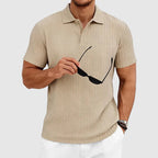 Matthew - Men's Textured Cable Knit Polo Shirt