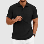Matthew - Men's Textured Cable Knit Polo Shirt