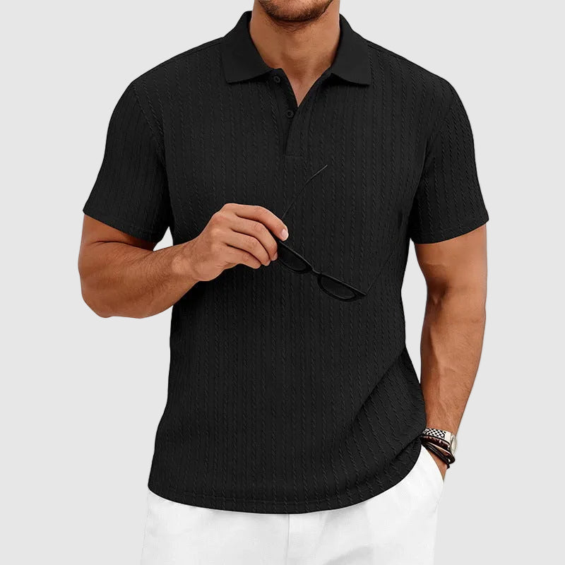 Matthew - Men's Textured Cable Knit Polo Shirt