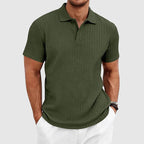 Matthew - Men's Textured Cable Knit Polo Shirt