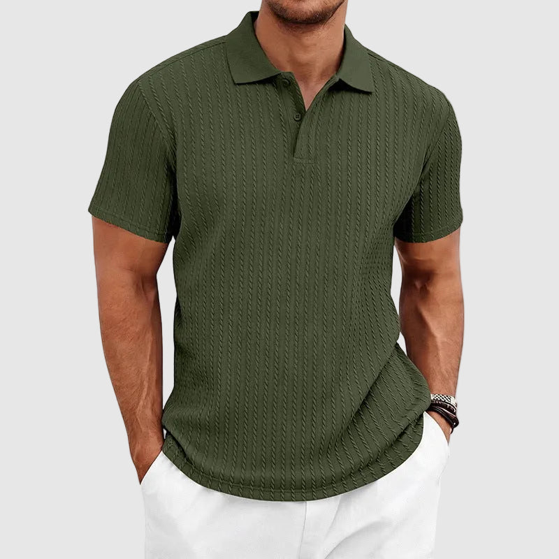 Matthew - Men's Textured Cable Knit Polo Shirt