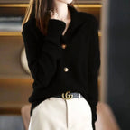 Meg - Women's Button Mock Neck Knit Cardigan
