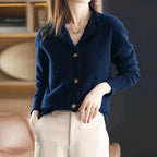 Meg - Women's Button Mock Neck Knit Cardigan