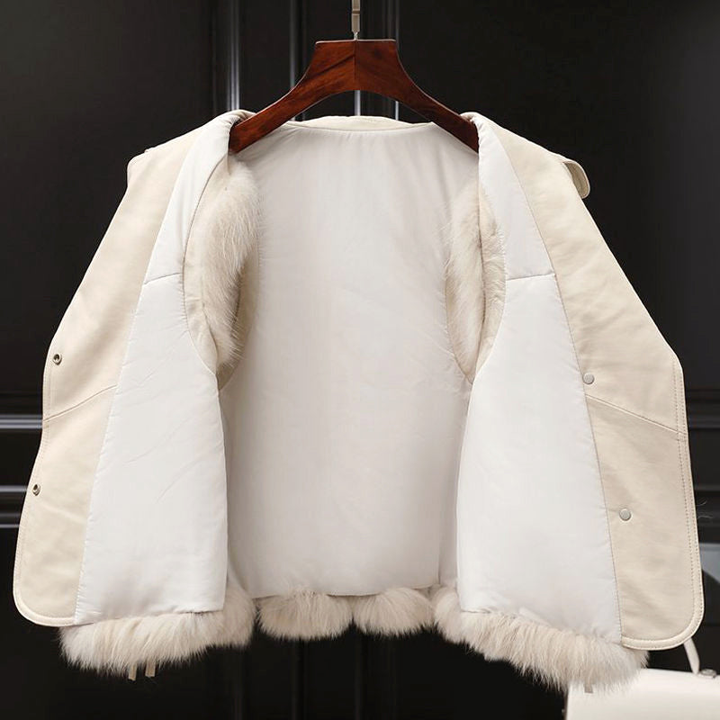 Megan - Women's Faux-Fur Vest with Contrast Lapel Collar