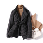 Melissa - Women's Wide-Lapel Belted Down Jacket
