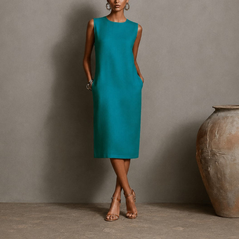 Melissa - Women's Sleeveless Linen Midi Dress