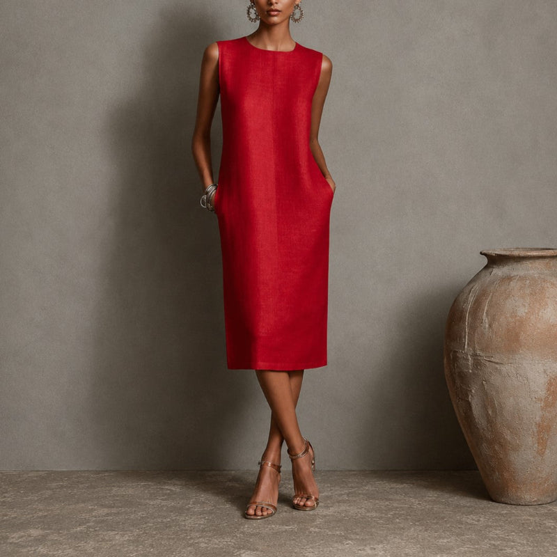 Melissa - Women's Sleeveless Linen Midi Dress