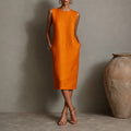 Melissa - Women's Sleeveless Linen Midi Dress