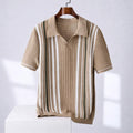 Michael - Men's Retro Ribbed Vertical-Stripe Short-Sleeve Polo