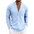 Miguel - Men's V-Neck Mandarin Collar Pullover Shirt