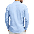 Miguel - Men's V-Neck Mandarin Collar Pullover Shirt