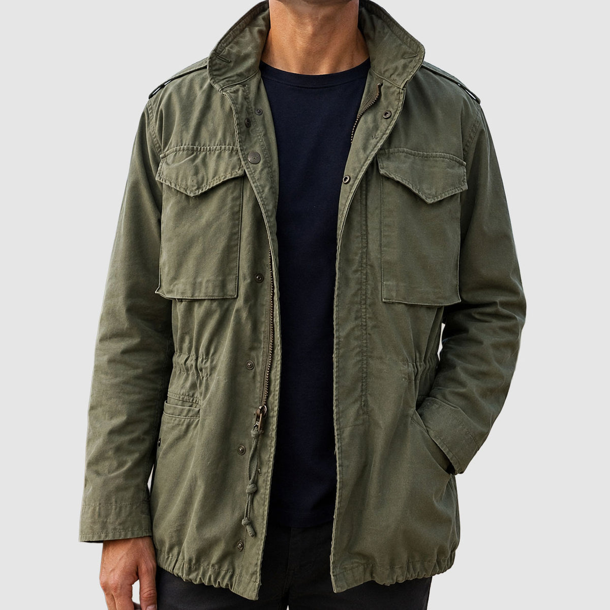 Miguel - Men's Zip-Snap Field Jacket with Drawcord Waist