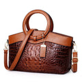 Mila - Women's Croc-Embossed Mixed-Texture Handbag