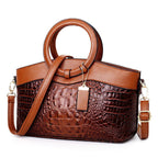 Mila - Women's Croc-Embossed Mixed-Texture Handbag