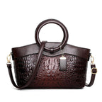 Mila - Women's Croc-Embossed Mixed-Texture Handbag