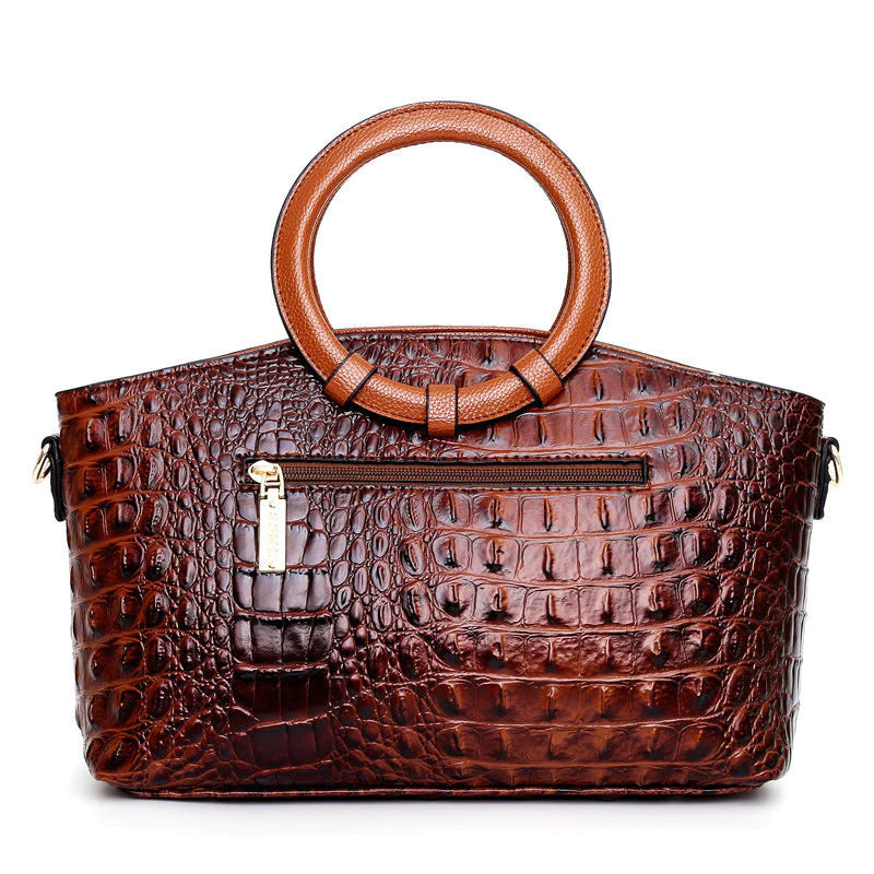Mila - Women's Croc-Embossed Mixed-Texture Handbag