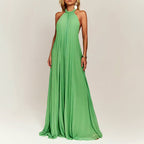 Miley - Women's Halter Neck Pleated Backless Maxi Dress