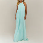 Miley - Women's Halter Neck Pleated Backless Maxi Dress