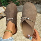 Minnie - Women’s Suede Metal Accent Clog-Style Mules