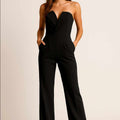 Naomi - Women's Heart-neckline Strap Wide-Leg Jumpsuit