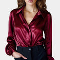 Natalie - Women's Satin Button-Down Blouse