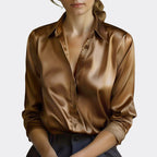 Natalie - Women's Satin Button-Down Blouse