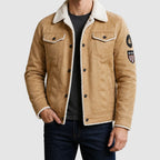 Nathaniel - Men's Fleece-Lined Leather Trucker Jacket