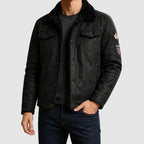 Nathaniel - Men's Fleece-Lined Leather Trucker Jacket