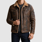 Nathaniel - Men's Fleece-Lined Leather Trucker Jacket
