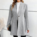 Nicole - Women's Fine-Striped Jacquard Knit Blazer Coat