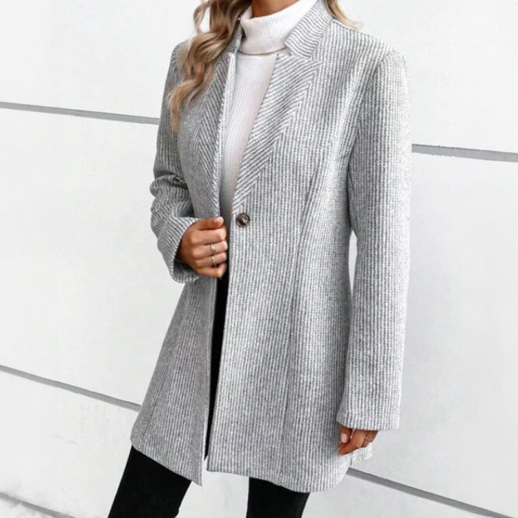 Nicole - Women's Fine-Striped Jacquard Knit Blazer Coat