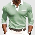 Nolan - Men's Contrast Trim Long Sleeve Polo Shirt