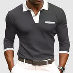 Nolan - Men's Contrast Trim Long Sleeve Polo Shirt
