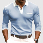 Nolan - Men's Contrast Trim Long Sleeve Polo Shirt