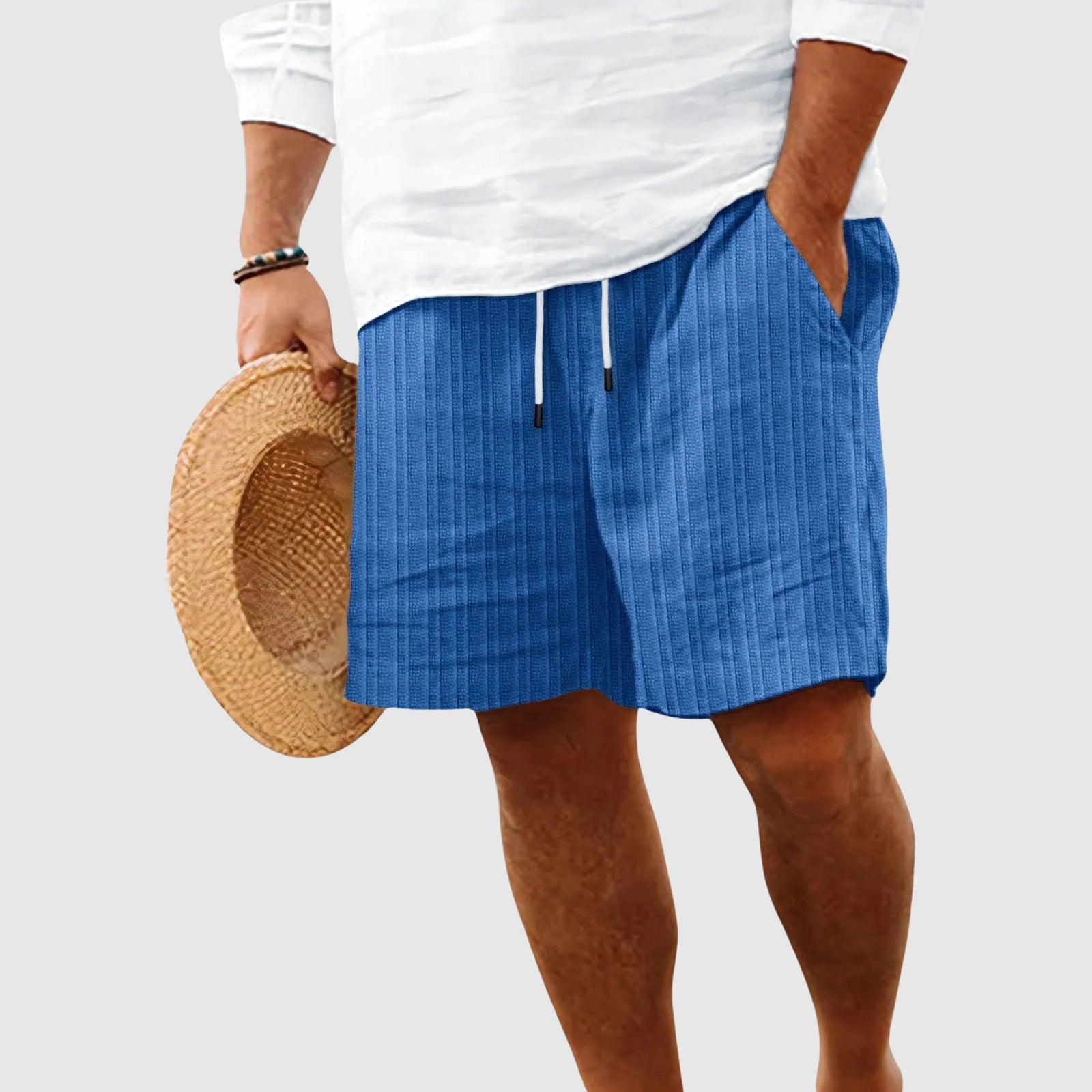 Nolan - Men's Vertical Stripe Drawstring Summer Shorts