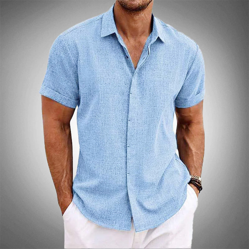 Nolan - Men's Lightweight Linen Button-Up Shirt