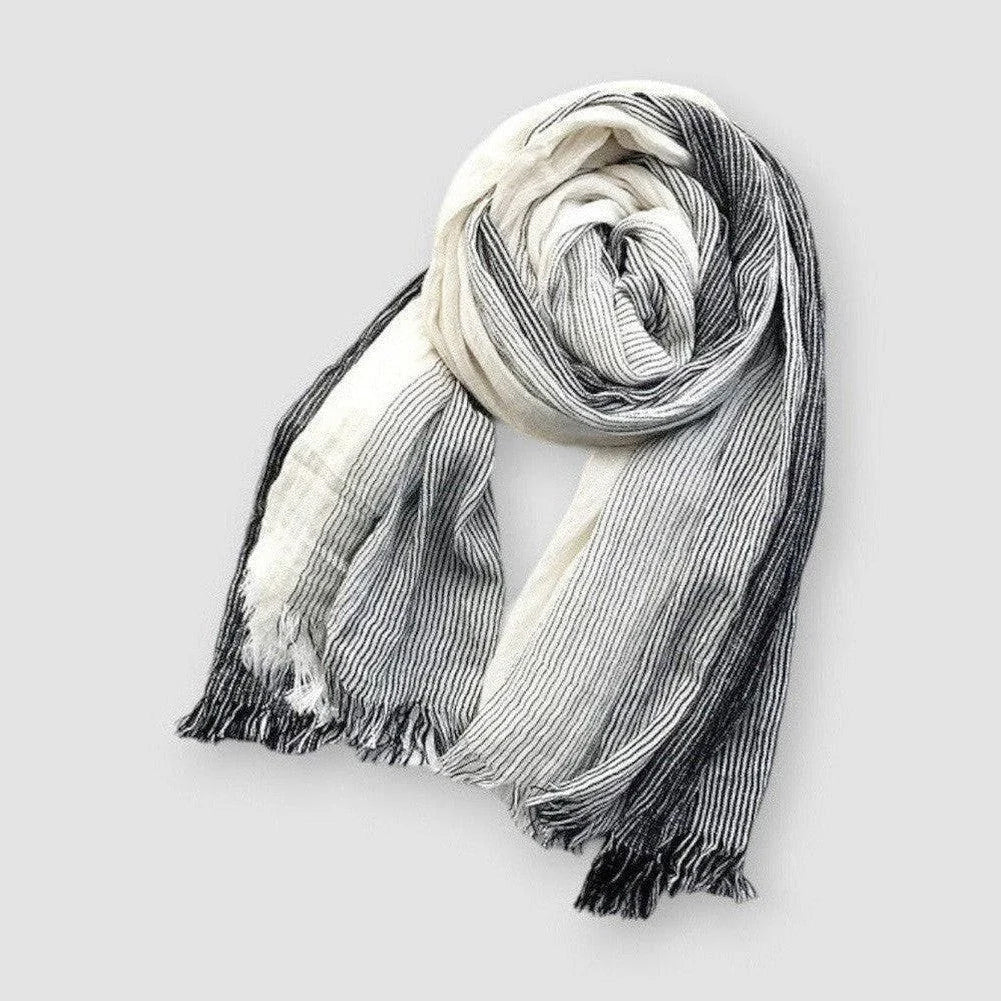 Oakley - Multi-Texture Striped Fringed Scarf