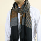 Oakley - Multi-Texture Striped Fringed Scarf