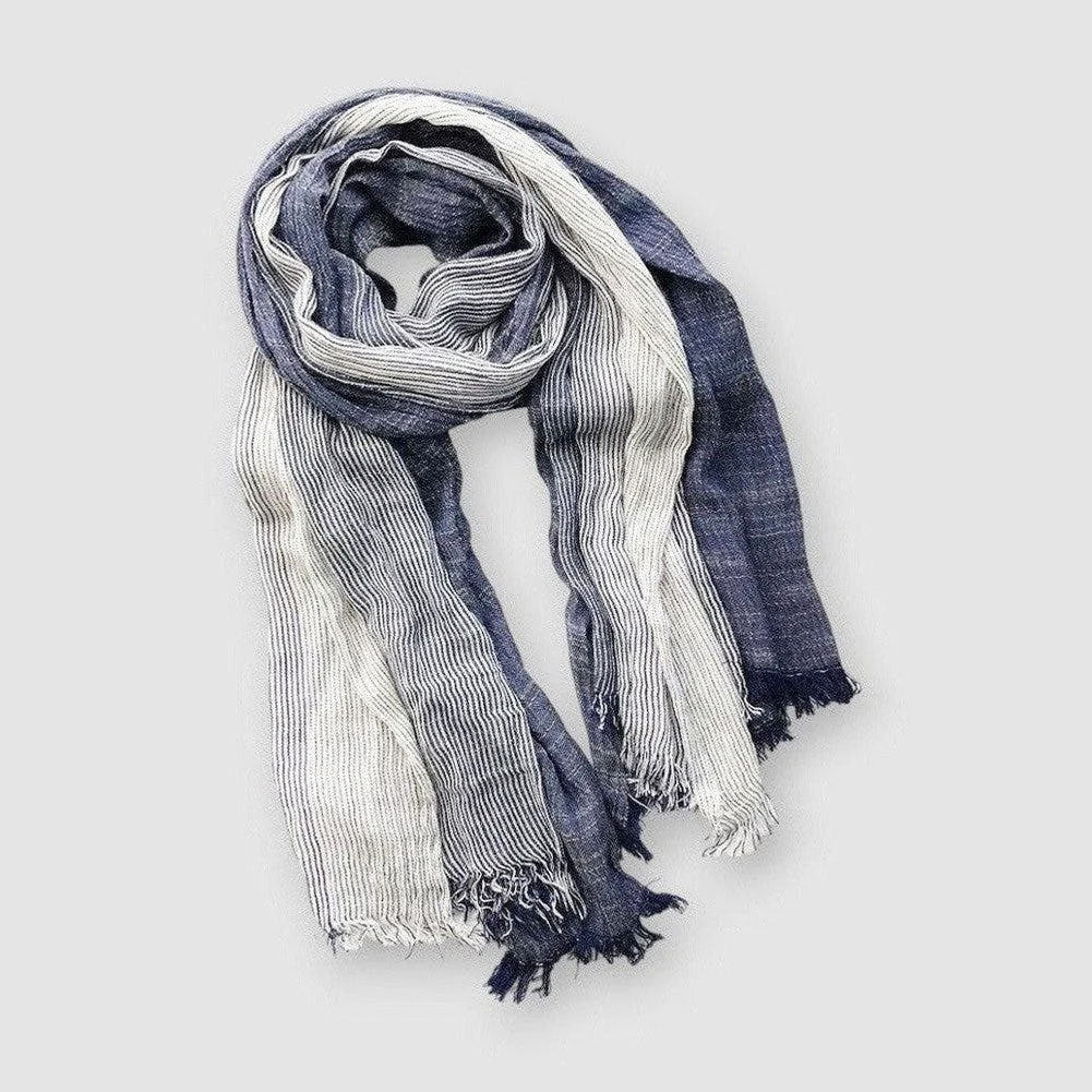 Oakley - Multi-Texture Striped Fringed Scarf