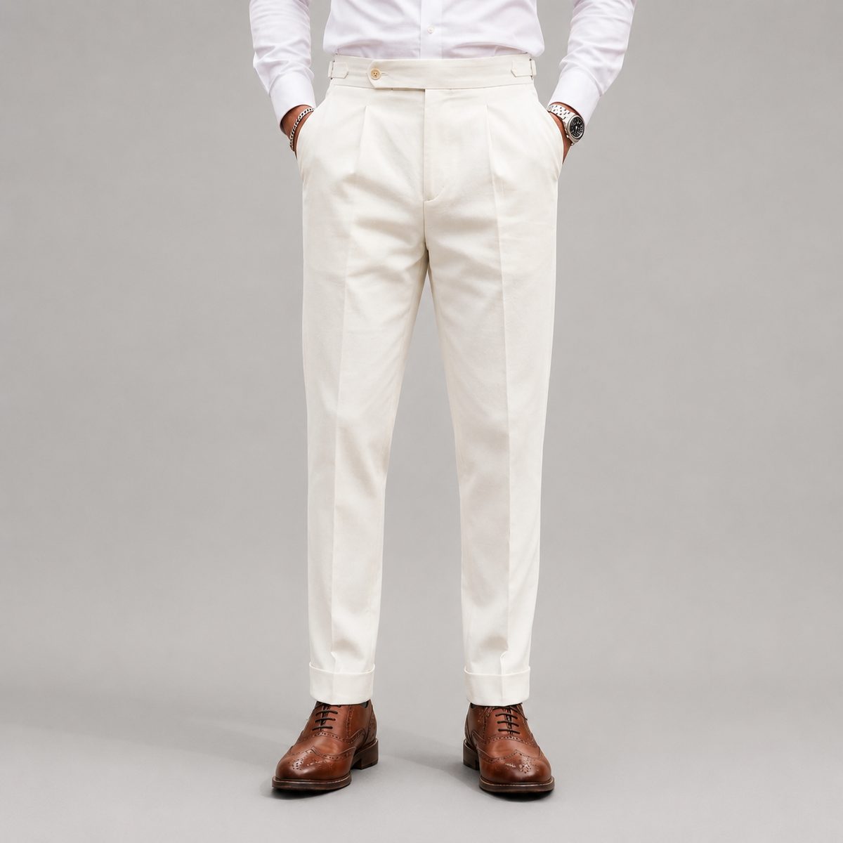 Oliver - Men's Straight-Leg Cotton Twill Trousers
