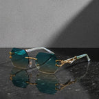 Onyx - Rimless Hexagonal Gradient Sunglasses