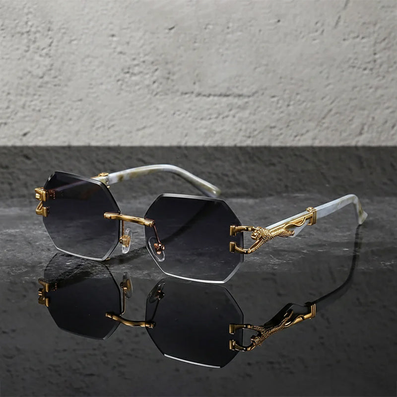 Onyx - Rimless Hexagonal Gradient Sunglasses