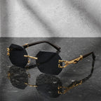 Onyx - Rimless Hexagonal Gradient Sunglasses