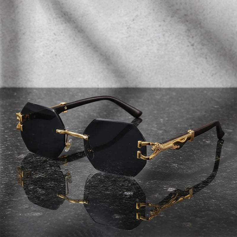 Onyx - Rimless Hexagonal Gradient Sunglasses