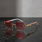 Onyx - Rimless Hexagonal Gradient Sunglasses