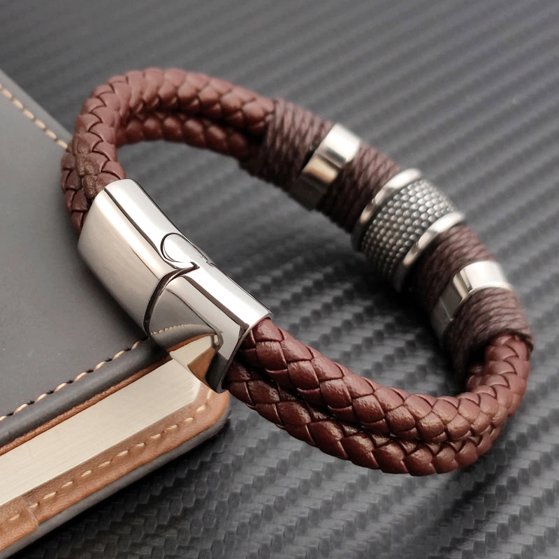 Orielle - Double-Strand Leather Cord Bracelet