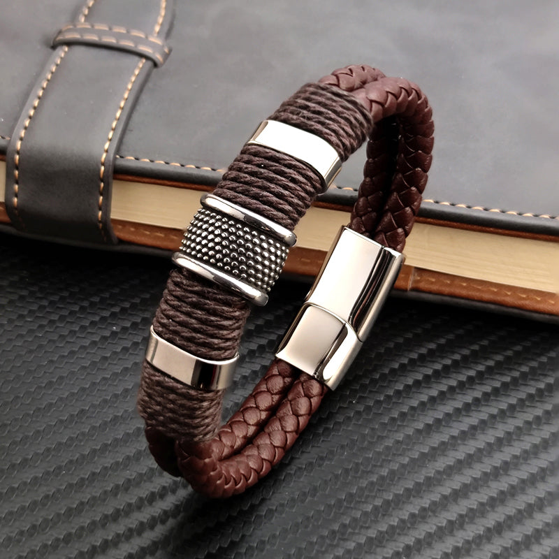 Orielle - Double-Strand Leather Cord Bracelet