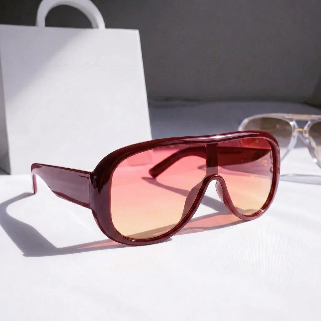 Ovara - Oversized Shield Frame Sunglasses